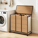 3-Section Laundry Hamper with Lid and Wheels - 21.4 Gal by LJGDeals