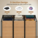 3-Section Laundry Hamper with Lid and Wheels - 21.4 Gal by LJGDeals