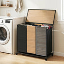 3-Section Laundry Hamper with Lid and Wheels - 21.4 Gal by LJGDeals