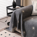 Chenille Camellia Floral Sofa Throw Cover Couch Blanket with Striped Jacquard by Slipcover KAS™