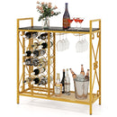 21 Bottle Wine Rack Freestanding Floor Wine Bottle Organizer with Glass Holder