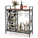 21 Bottle Wine Rack Freestanding Floor Wine Bottle Organizer with Glass Holder by LJGDeals