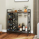 21 Bottle Wine Rack Freestanding Floor Wine Bottle Organizer with Glass Holder by LJGDeals