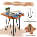 21 Inch Outdoor Epoxy Resin Teak Wood End Table with Irregular Tabletop by LJGDeals