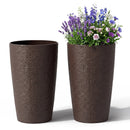 Round Plastic Planters Set of 2, 21 Inch Tall with Drainage