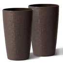 Round Plastic Planters Set of 2, 21 Inch Tall with Drainage