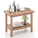 21 Inches Teak Shower Bench with Storage Shelf by LJGDeals