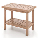 21 Inches Teak Shower Bench with Storage Shelf by LJGDeals