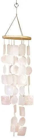 Bellaa 22913 Wind Chimes Outdoor, Garden Decorations, Musical, Indoor/Outside Windchimes, Beach, Ocean Breeze, Gifts for Mom, Gift for All Occasions, Capiz Sea Glass Shells Wood White 27 inch by CozyNest Decor