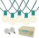 Novelty Lights 100 Feet G40 LED Patio String Lights with 67 Bulbs, Warm White, Weather Resistant and Shatterproof Replaceable Plastic Globe Bulbs, Green Wire by GreenHaven Gardens