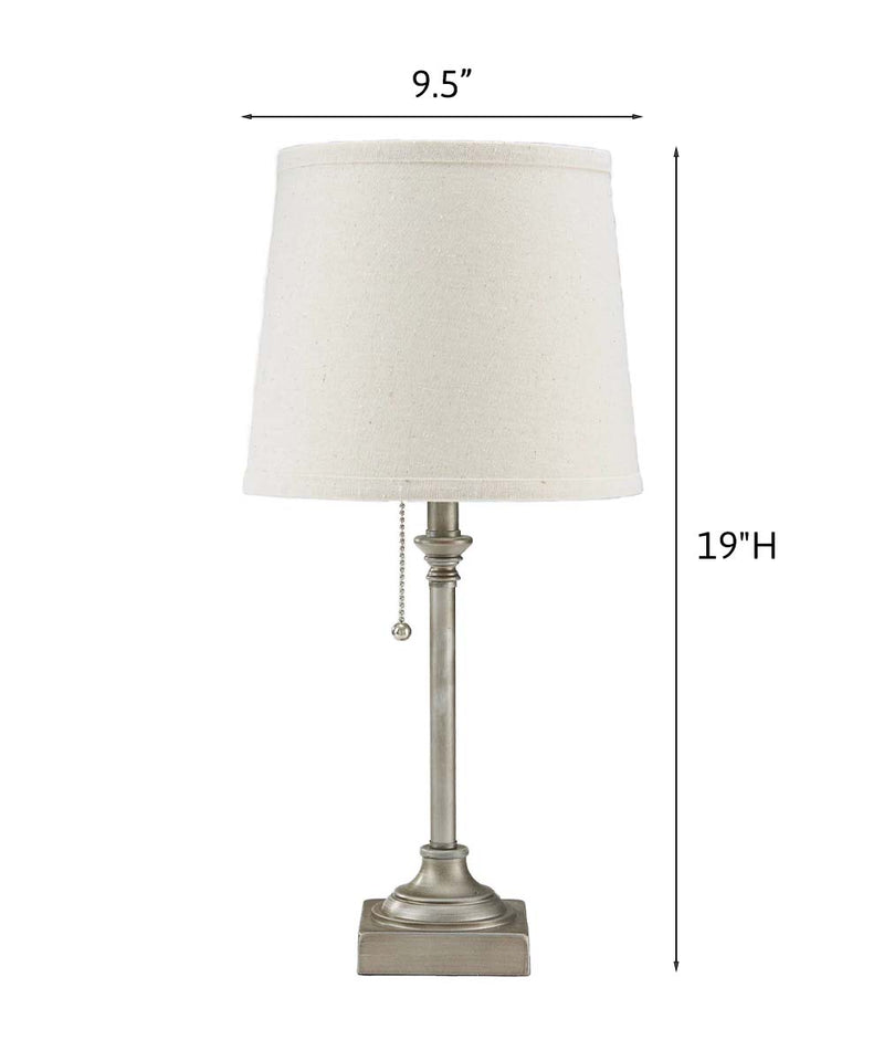 Catalina 19"H 1-Light LED Silver Metal Table Lamp with Beige Linen Drum Shade