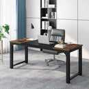 Executive Office Desk, Large Computer Workstation With Thick Frame - Brown / Black by HouseOfZazla