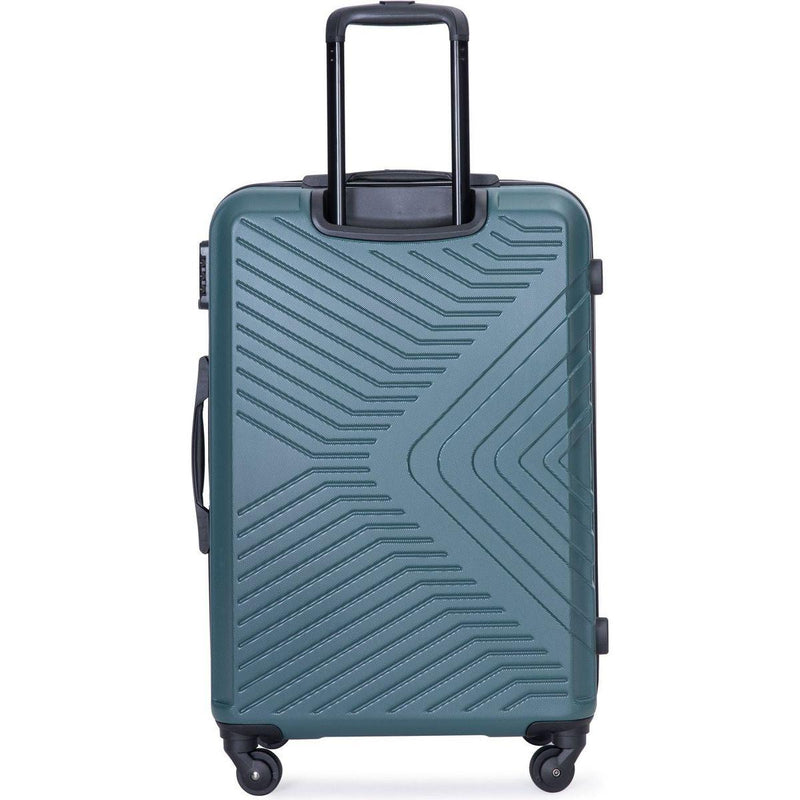 3 Piece Luggage Sets ABS Lightweight Suitcase with Two Hooks, Spinner Wheels, TSA Lock, (20/24/28), DARK GREEN