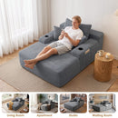 Convertible Chaise Lounge Sleeper Sofa with Cup Holders & Pillows