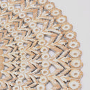 Floral Hand Carved Mandala Round Wall Decor - Brown / Antique White by HouseOfZazla