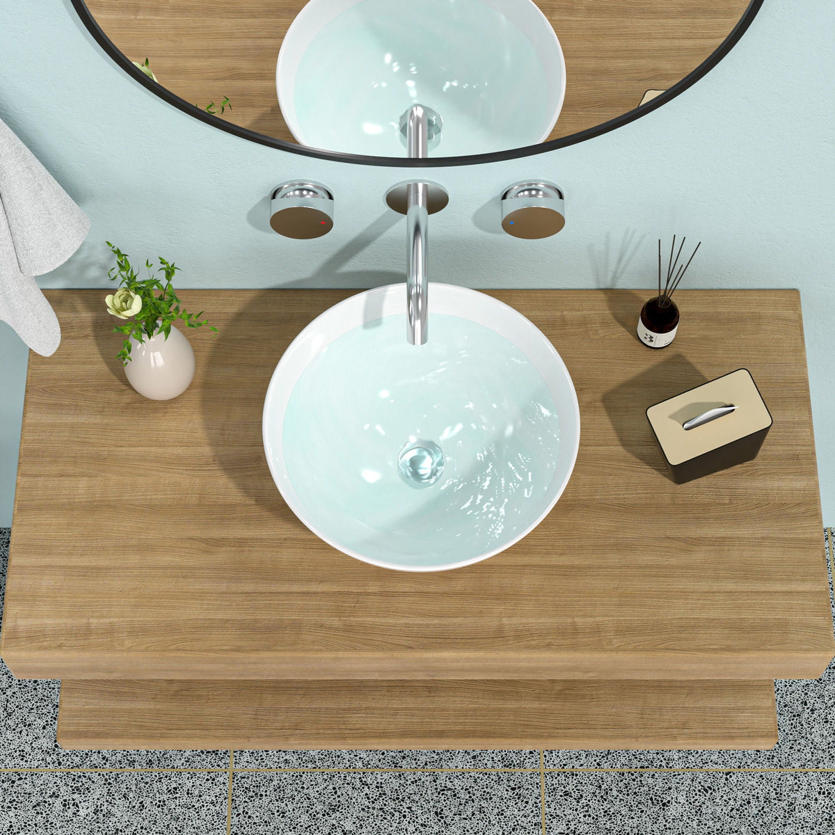 Modern Ceramic Circular Vessel Bathroom Sink, photo 4 of 16