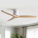 Low Profile Flush Ceiling Fan Without Light - Matte White / White by HouseOfZazla