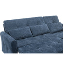 2-in-1 Sofa 82' Three-seater Sofa with Sofa Bed and Reversible Recliner, Blue Chenille
