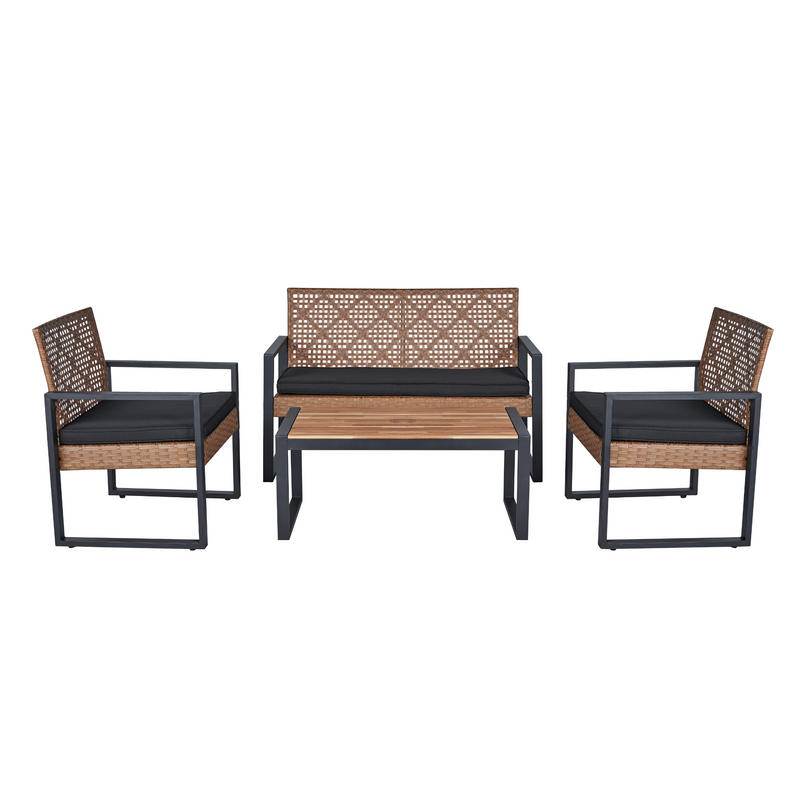 Walker Edison | Outdoor Wicker 4-Piece Patio Furniture Set