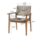 5-Piece Outdoor Dining Set: Brown Round Acacia Wood Table & 4 Brown Wicker Armchairs