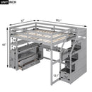 Loft Bed With Desk, Shelves, 2 Drawers, Storage Staircase by HouseOfZazla