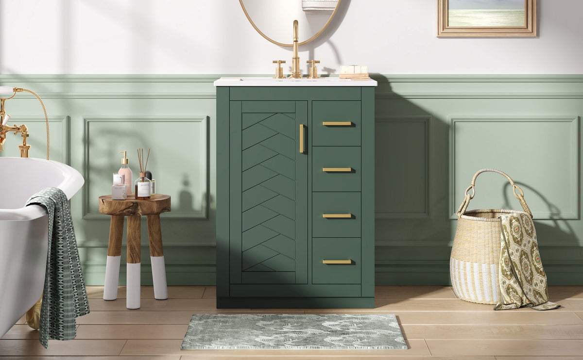 24" Bathroom Vanity with Integrated Ceramic Sink and Storage, photo 10 of 10