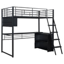 Loft Bed With LED Desk And 4 Storage Shelves
