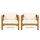 Outdoor Acacia Wood Club Armchair with Cushions (Set of 4)