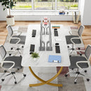 Executive Office Computer Desk For Home Office - White / Gold by HouseOfZazla