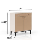 Bar Cabinet With Large Storage - White / Pecan by HouseOfZazla