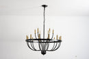 15-Light Industrial Iron Candle Chandelier Modern Farmhouse Pendant Light