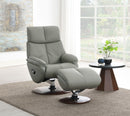 Kandoro Top Grain Leather Accent Chair With Swivel & Ottoman - Gray by HouseOfZazla