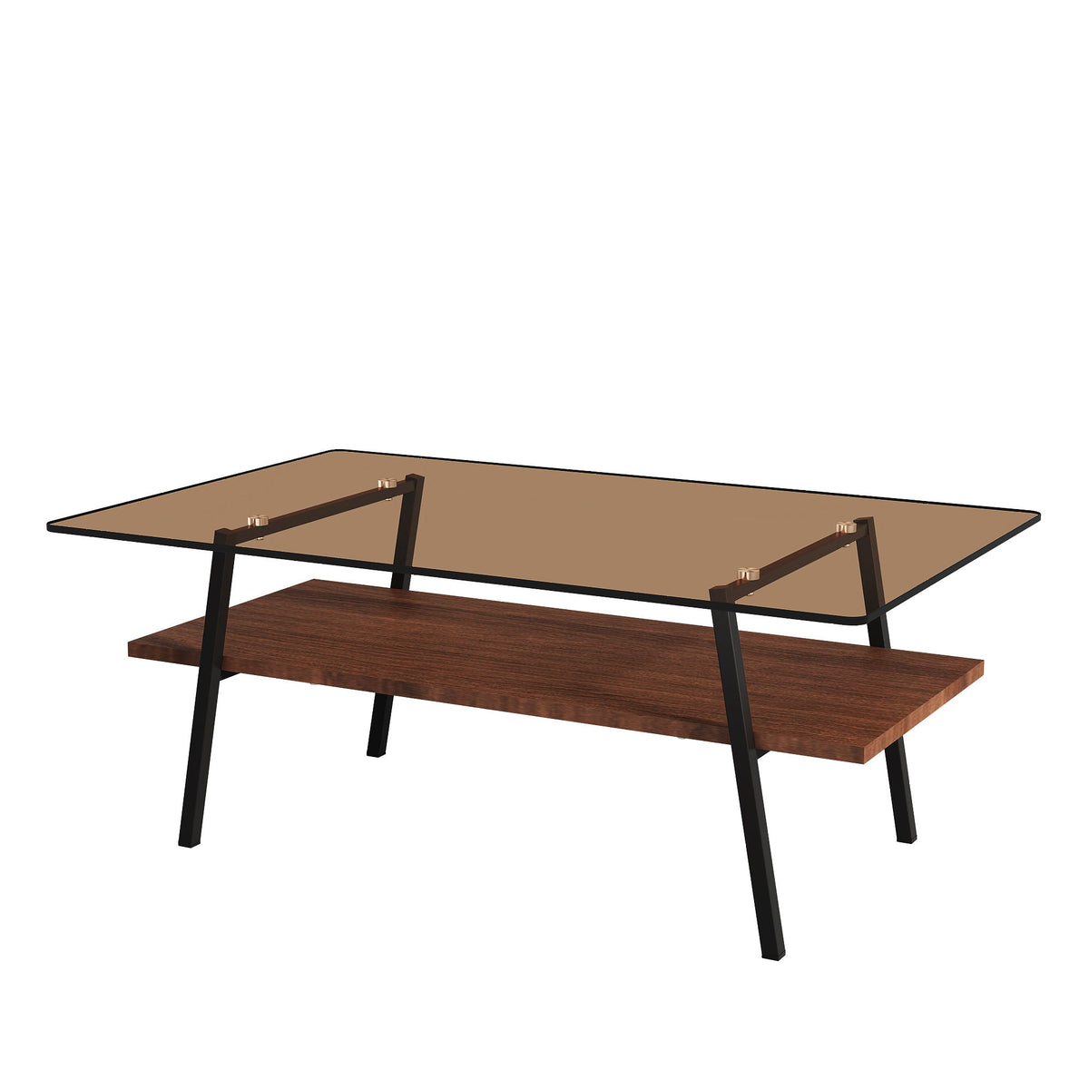 Rectangle Coffee Table with Tempered Glass Top - Dark Brown or White