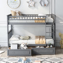 Twin Over Twin Bunk Bed With Drawers, Convertible Beds by HouseOfZazla
