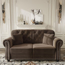 Upholstered Sofa Set With Nailhead Trim And Rolled Armrests, Includes Pillows