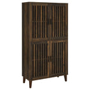 Sakai - 4 Door Tall Accent Cabinet With Slatted Doors - Brown by HouseOfZazla