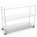 3 Tier Standing Shelf Units, 3000 LBS NSF Height Adjustable Metal Garage Storage Shelves with Wheels, Heavy Duty Storage Rack Metal Shelves - Black - 3T-2472-CHROME