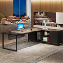 L-Shaped Executive Desk With File Cabinet, Computer Workstation With Storage by HouseOfZazla