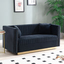 Contemporary Vertical Channel Tufted Sofa Loveseat Modern Upholstered Couch For Living Room With 2 Pillows by HouseOfZazla
