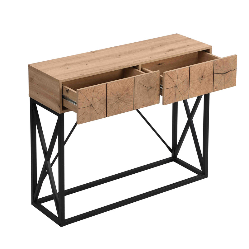43.31" Luxury Wood Sofa Table, Industrial Console Table for Entryway, Hallway Tables with Two Drawers for Living Room
