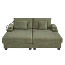 Modern Chaise Sofa With Adjustable Backrest, Cup Holders, Phone Holder & Storage Compartments by HouseOfZazla