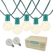 Novelty Lights 50 Feet G40 LED Patio String Lights with 50 Bulbs, Warm White, Weather Resistant and Shatterproof Replaceable Plastic Globe Bulbs, Green Wire, photo 9 of 9