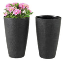 21 Inch Tall Round Plastic Planters Set of 2 Flower Pots with Drainage System-Black by LJGDeals