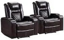 CANMOV Electric Power Recliner Chair Set of 2, Breathable Leather Home Theater Seating with Hidden Arm Storage, Power Recliner Chair for Living Room with USB Ports and Cup Holders,Brown by CozyNest Decor