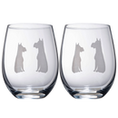 Set of 2 Dog Stemless Schnauzer Wine Glasses