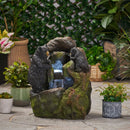 [CLEARANCE] Alora 22-Inch Weather-Resistant Outdoor Bears On A Log Floor Fountain With LED Lights (SAK77651) by SAKSBY WHOLESALE