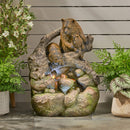 [CLEARANCE] Alora 22-Inch Weather-Resistant Outdoor Bears On A Log Floor Fountain With LED Lights (SAK77651) by SAKSBY WHOLESALE