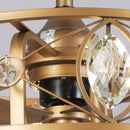 22" Kashmir Modern Glod Reversible Crystal Fandelier Ceiling Fan with Lighting and Remote Control