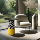 Savana Jacquard Velvet Wooden Round Side Table