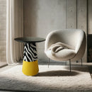 Savana Jacquard Velvet Wooden Round Side Table